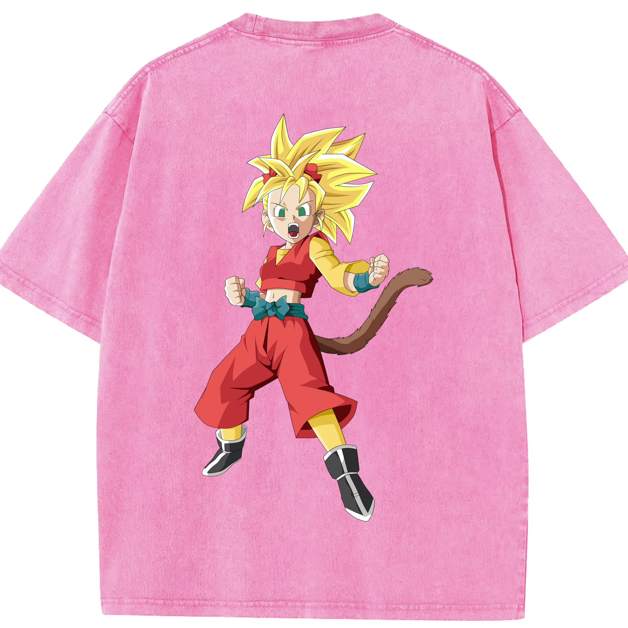 （画像用） ドラゴンボール カリフラ DRAGON BALL Caulifla 綿100% ヴィンテージ風 半袖Tシャツ（背面プリント）